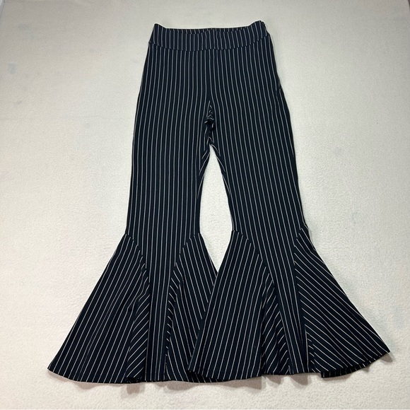 FREE PEOPLE Mari Ponte Pants Pinstripe High Rise Flare Size 4 - Picture 4 of 12